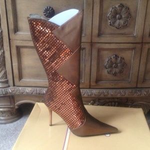 Gold Sequin Boots NIB